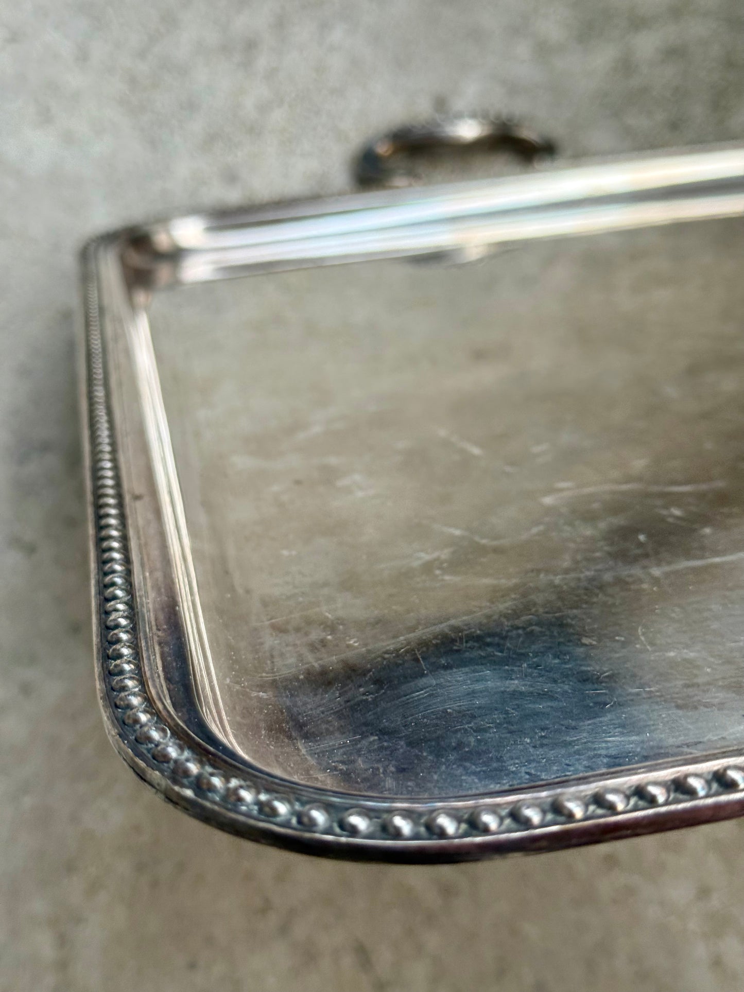Vintage silver-plated serving tray with handles
