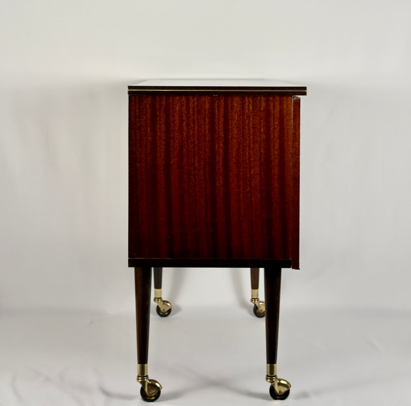 Mid-Century Modern Bar Cabinet on Brass Casters