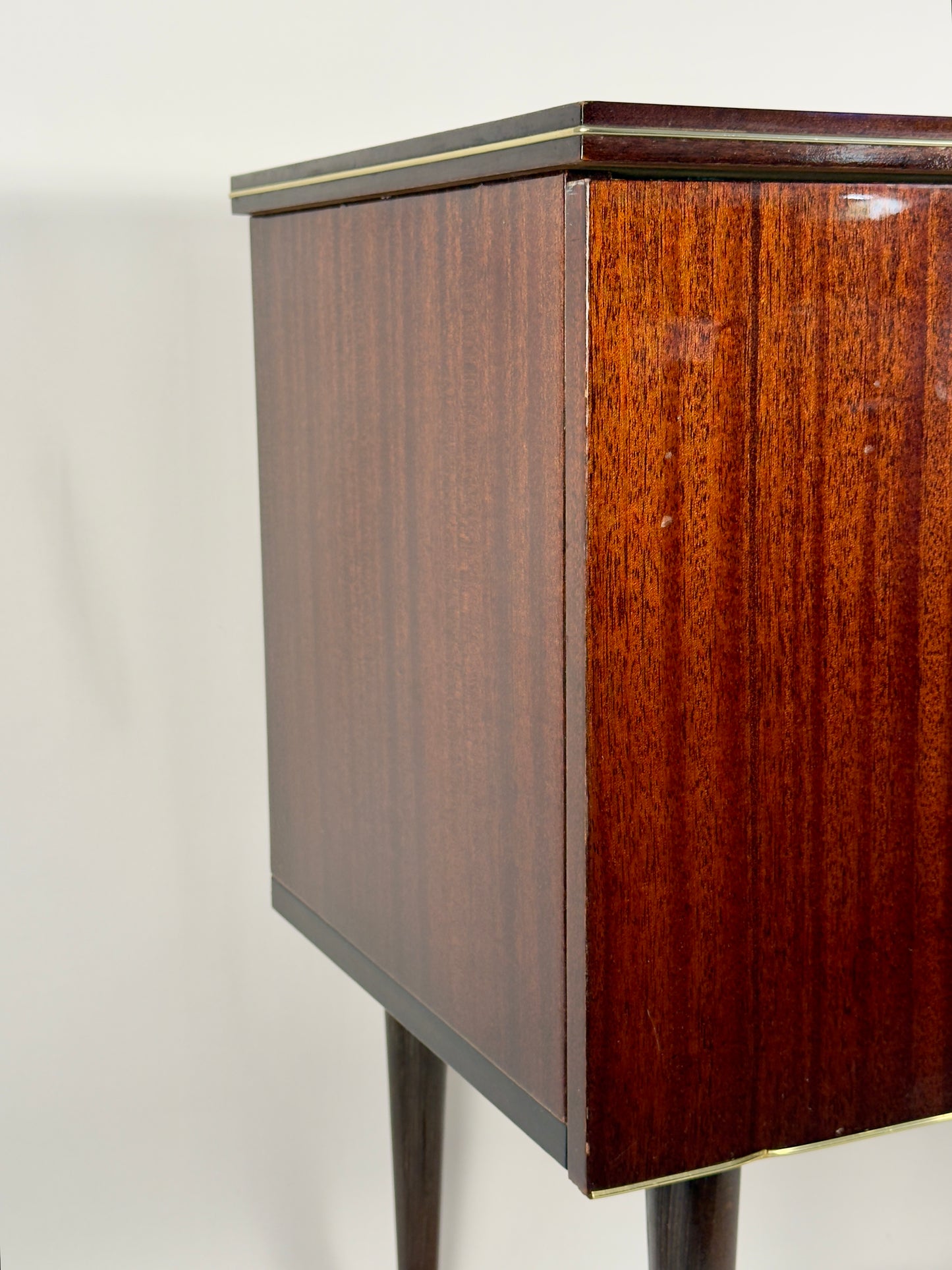 Mid-Century Modern Bar Cabinet on Brass Casters