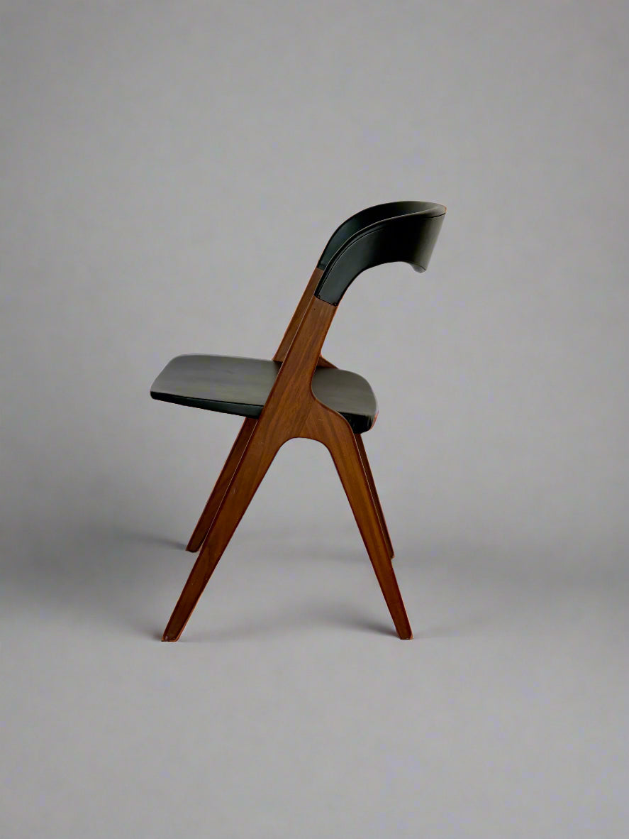 Sonja Chair by Johannes Andersen for Vamo Sønderborg – Teak & Black Skai
