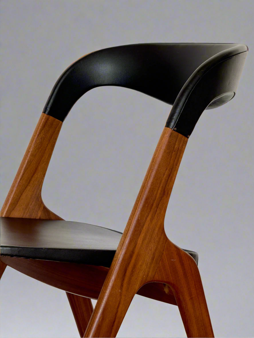 Sonja Chair by Johannes Andersen for Vamo Sønderborg – Teak & Black Skai