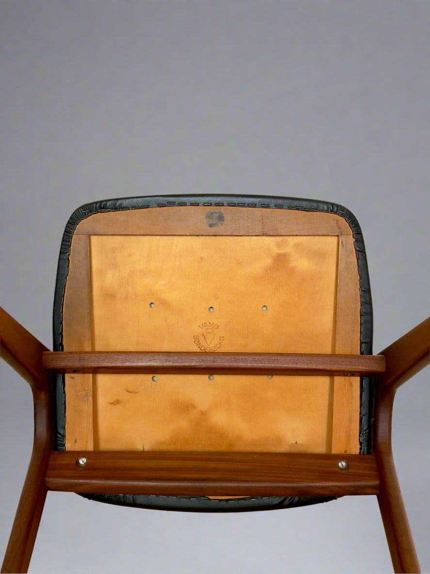 Sonja Chair by Johannes Andersen for Vamo Sønderborg – Teak & Black Skai