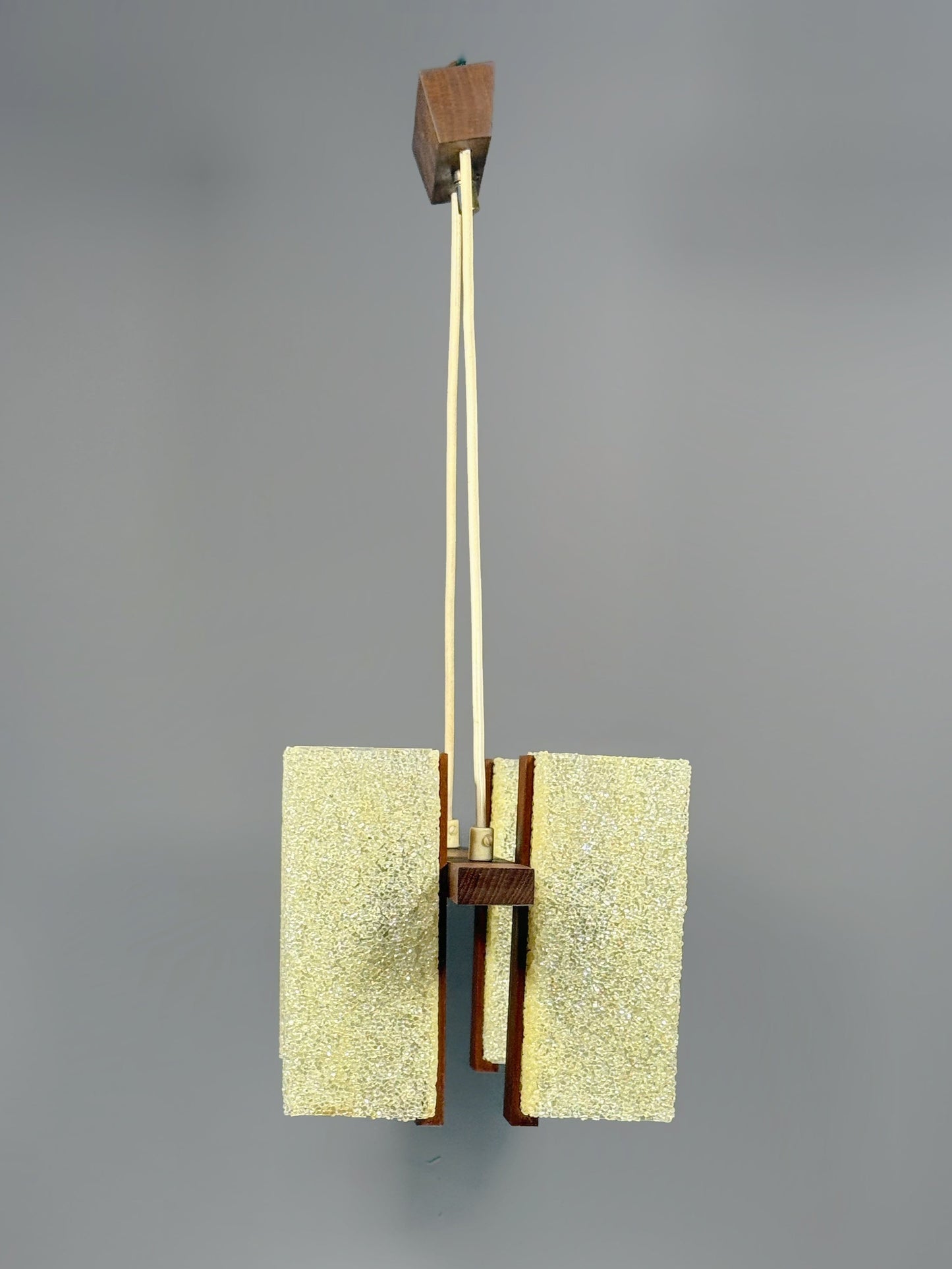 Scandinavian Chandelier in Solid Teak with Plexiglass Resin Shades – 1960s