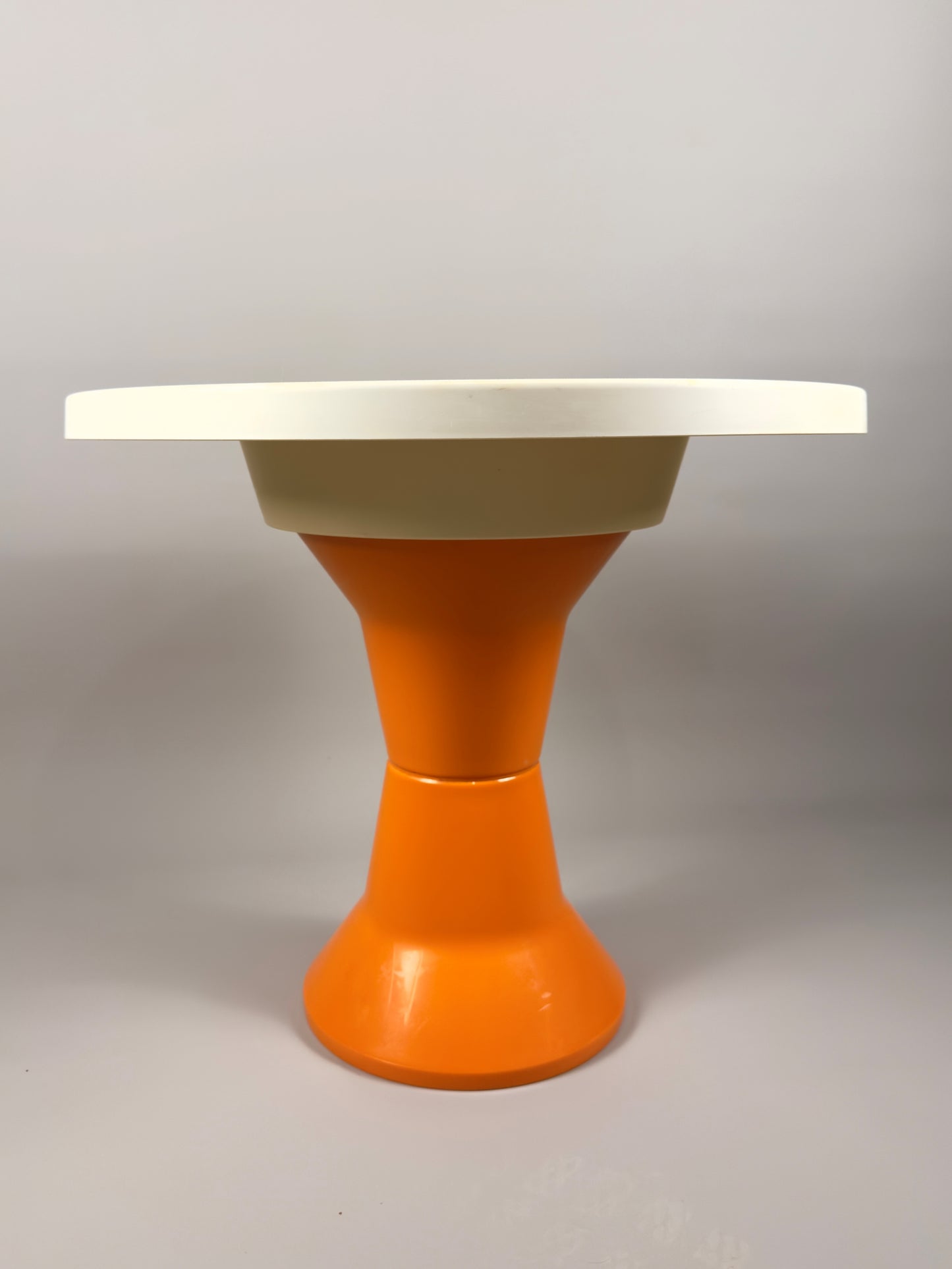 Space Age Stools and Table Set – Orange & White Plastic, Vintage Italian Style