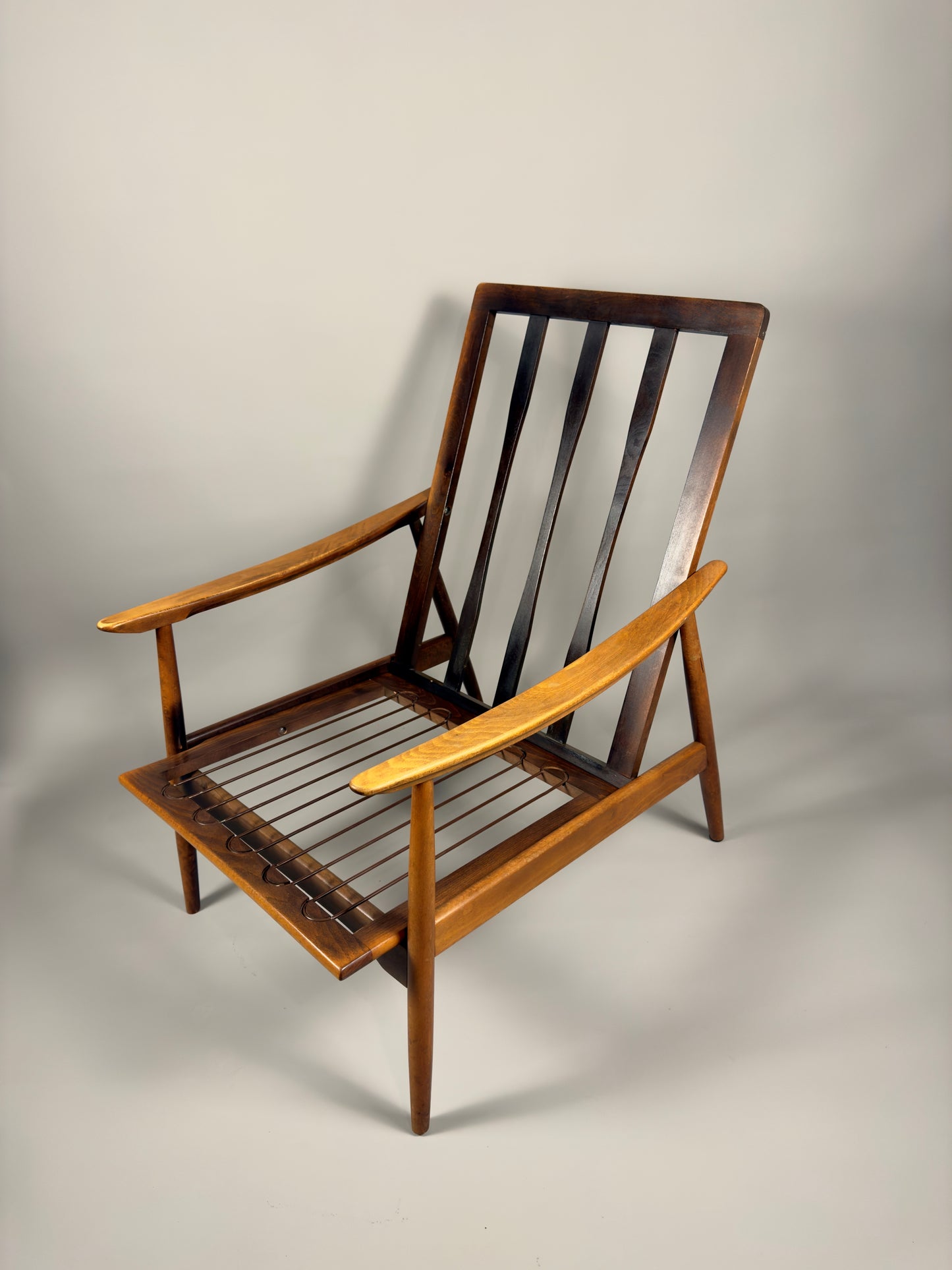Scandinavian Lounge Chair – Green Upholstery, Beech Wood, Vintage