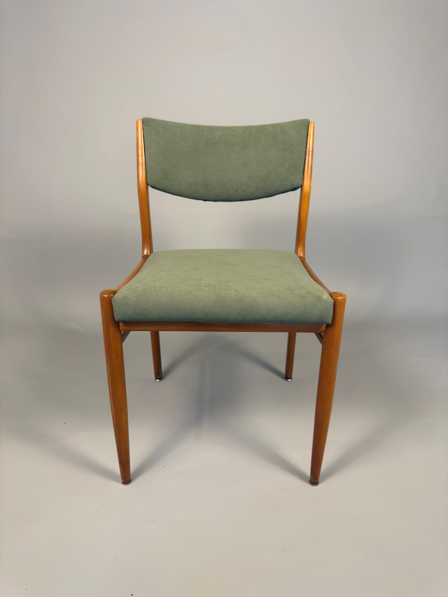 Set of four vintage Scandinavian dining chairs – beech wood & green upholstery