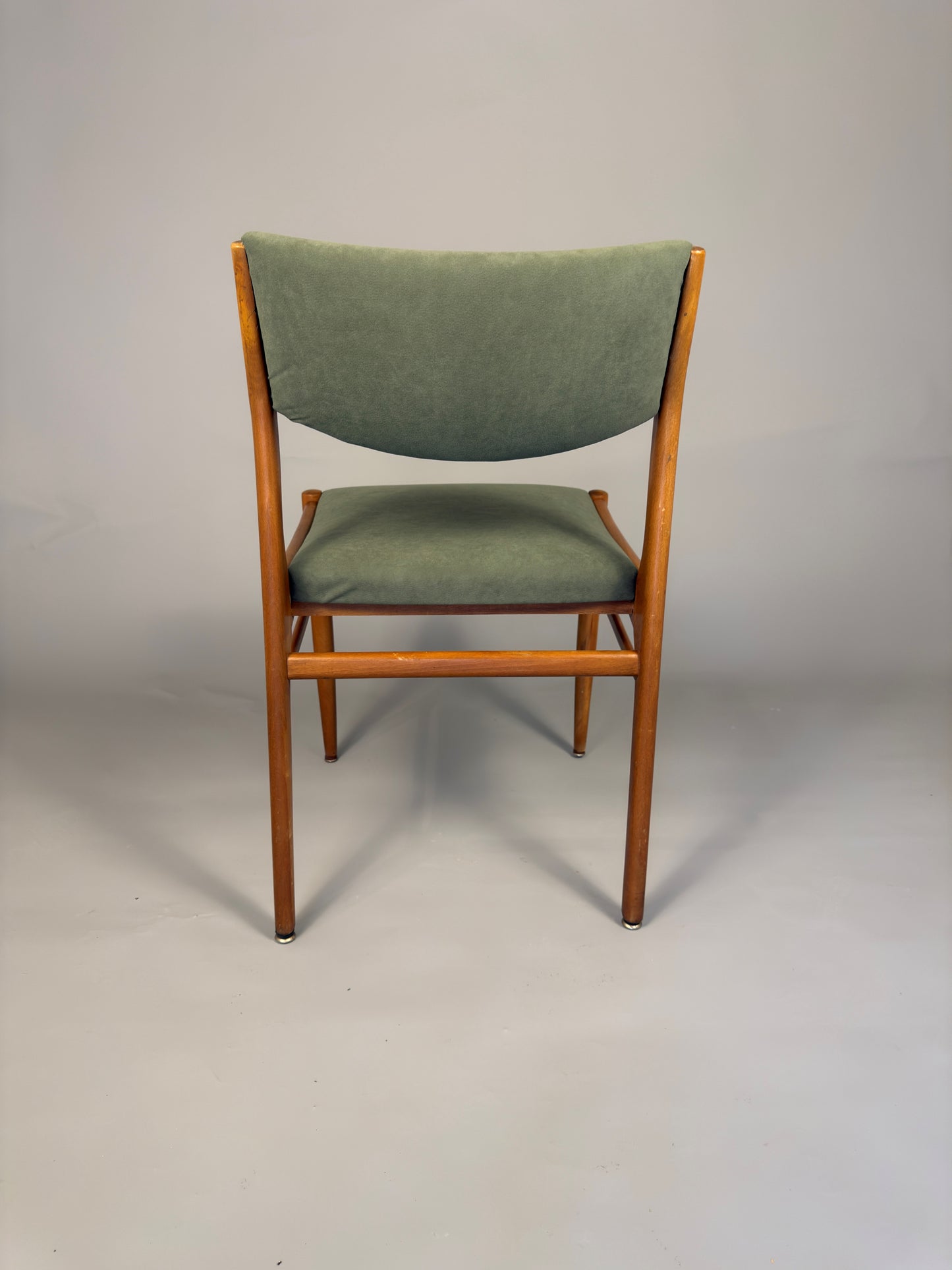 Set of four vintage Scandinavian dining chairs – beech wood & green upholstery