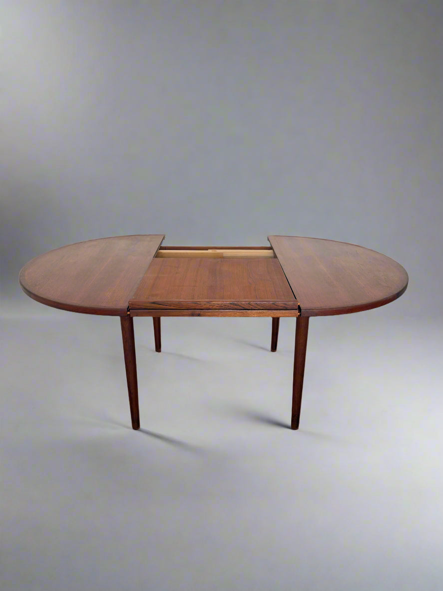 Teak round dining table with extension, 1960s