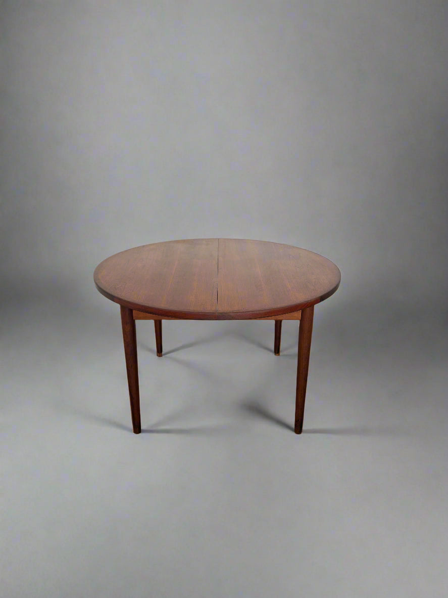 Teak round dining table with extension, 1960s
