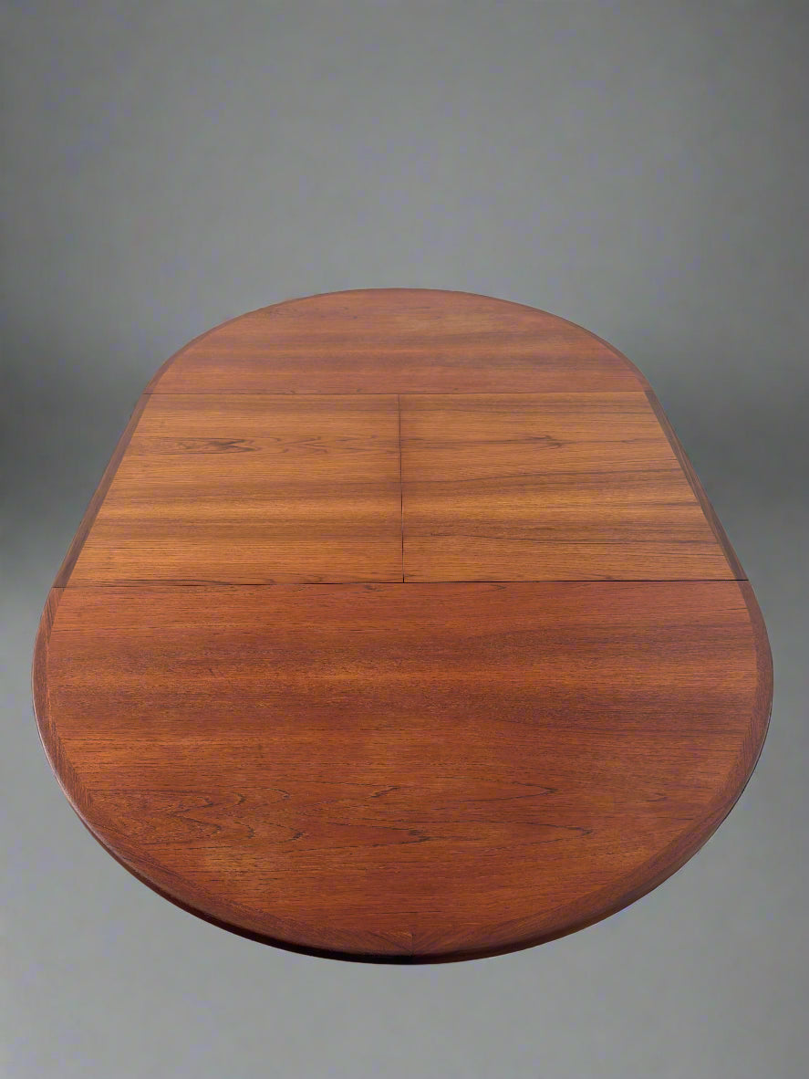 Teak round dining table with extension, 1960s