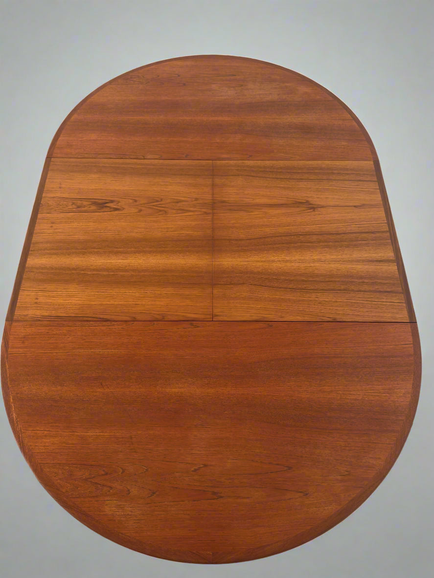 Teak round dining table with extension, 1960s