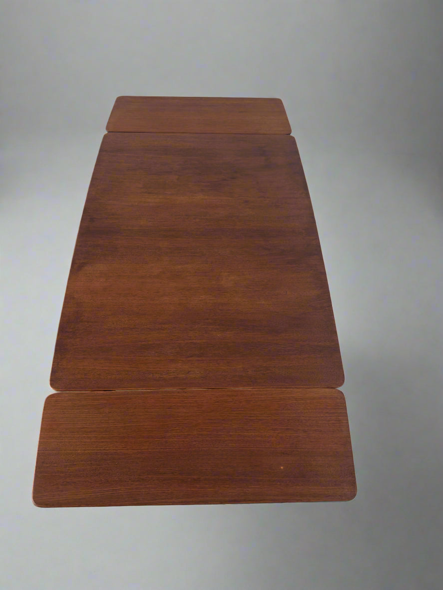Scandinavian dining table – teak veneer top, extendable