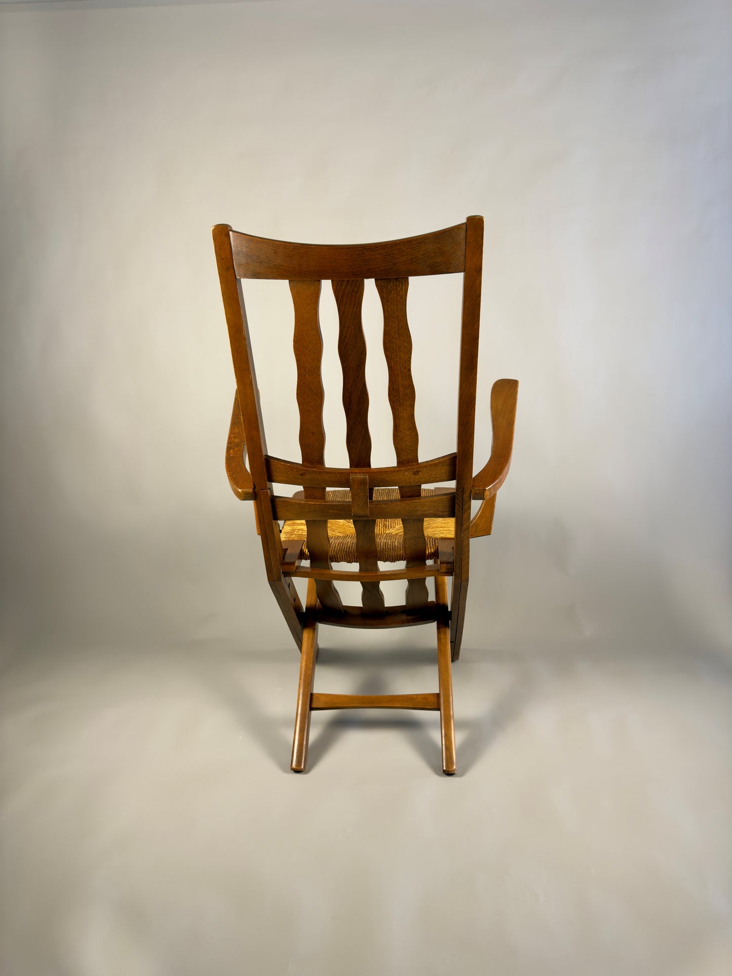 Folding armchair with woven seat – vintage French design