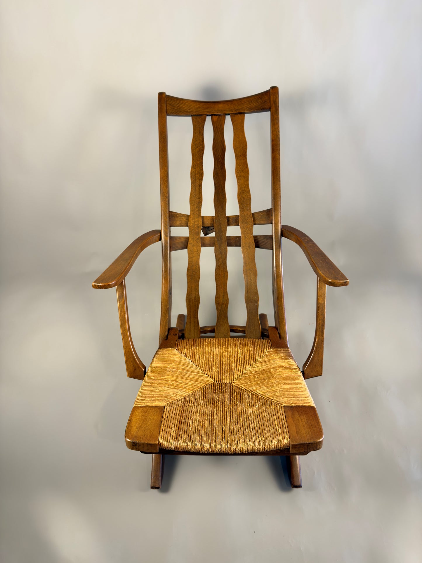 Folding armchair with woven seat – vintage French design