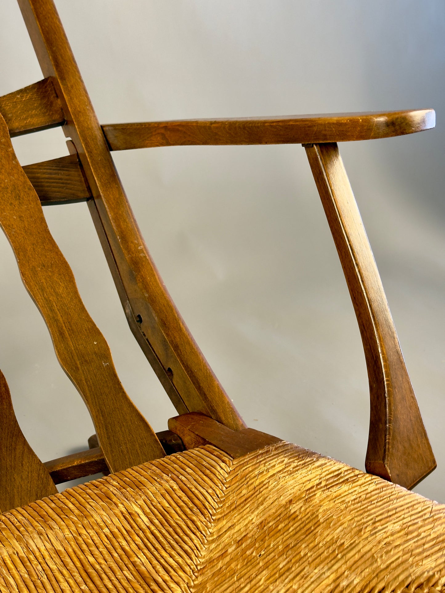 Folding armchair with woven seat – vintage French design