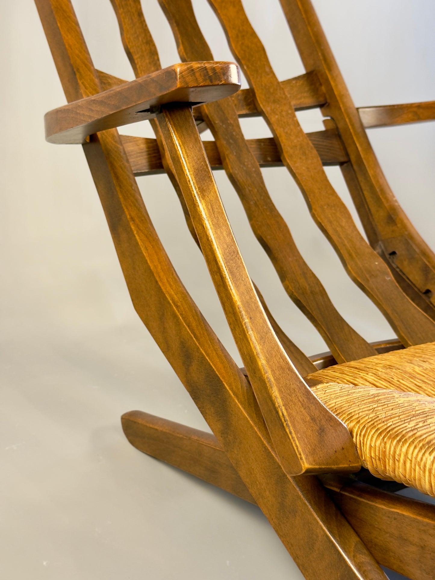 Folding armchair with woven seat – vintage French design