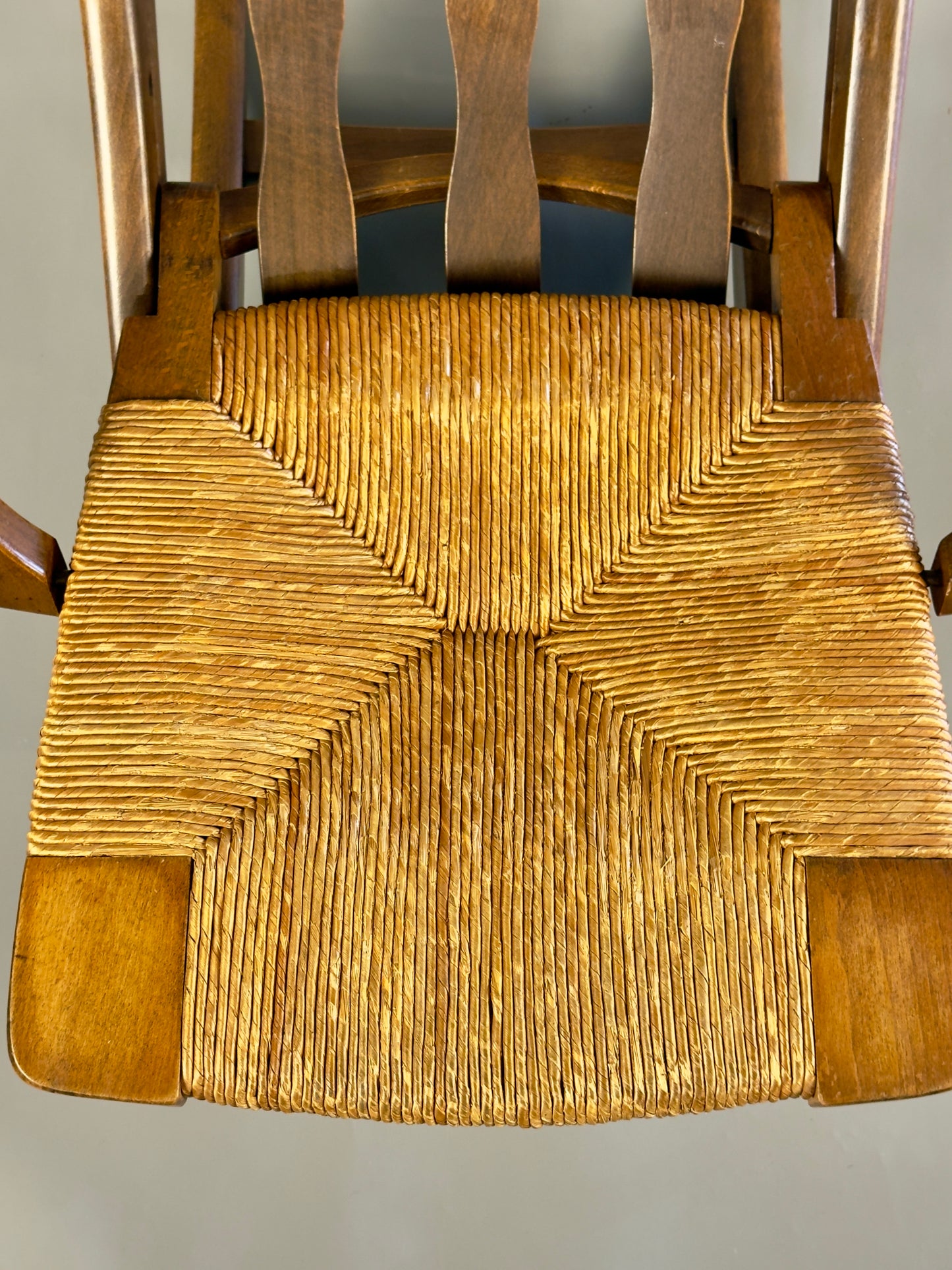 Folding armchair with woven seat – vintage French design