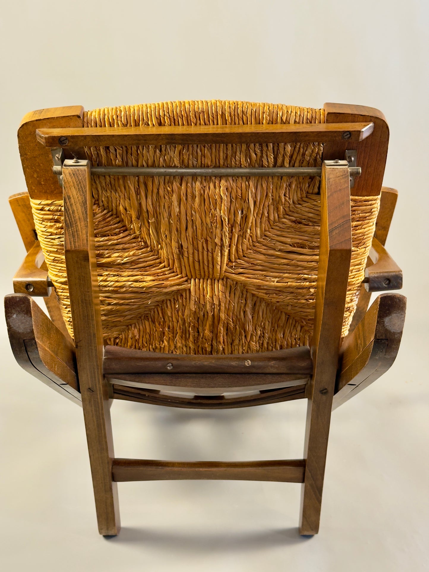 Folding armchair with woven seat – vintage French design