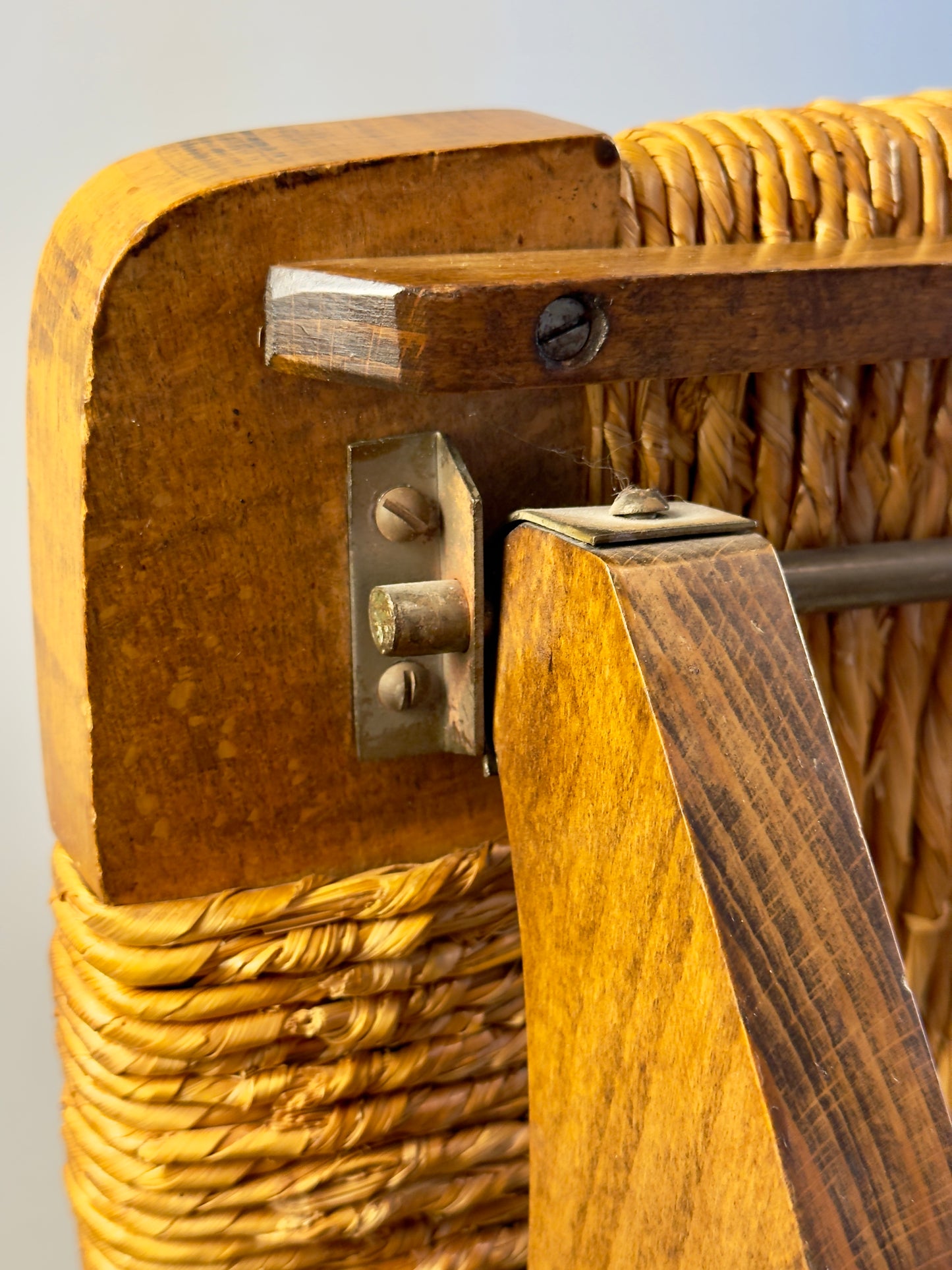 Folding armchair with woven seat – vintage French design