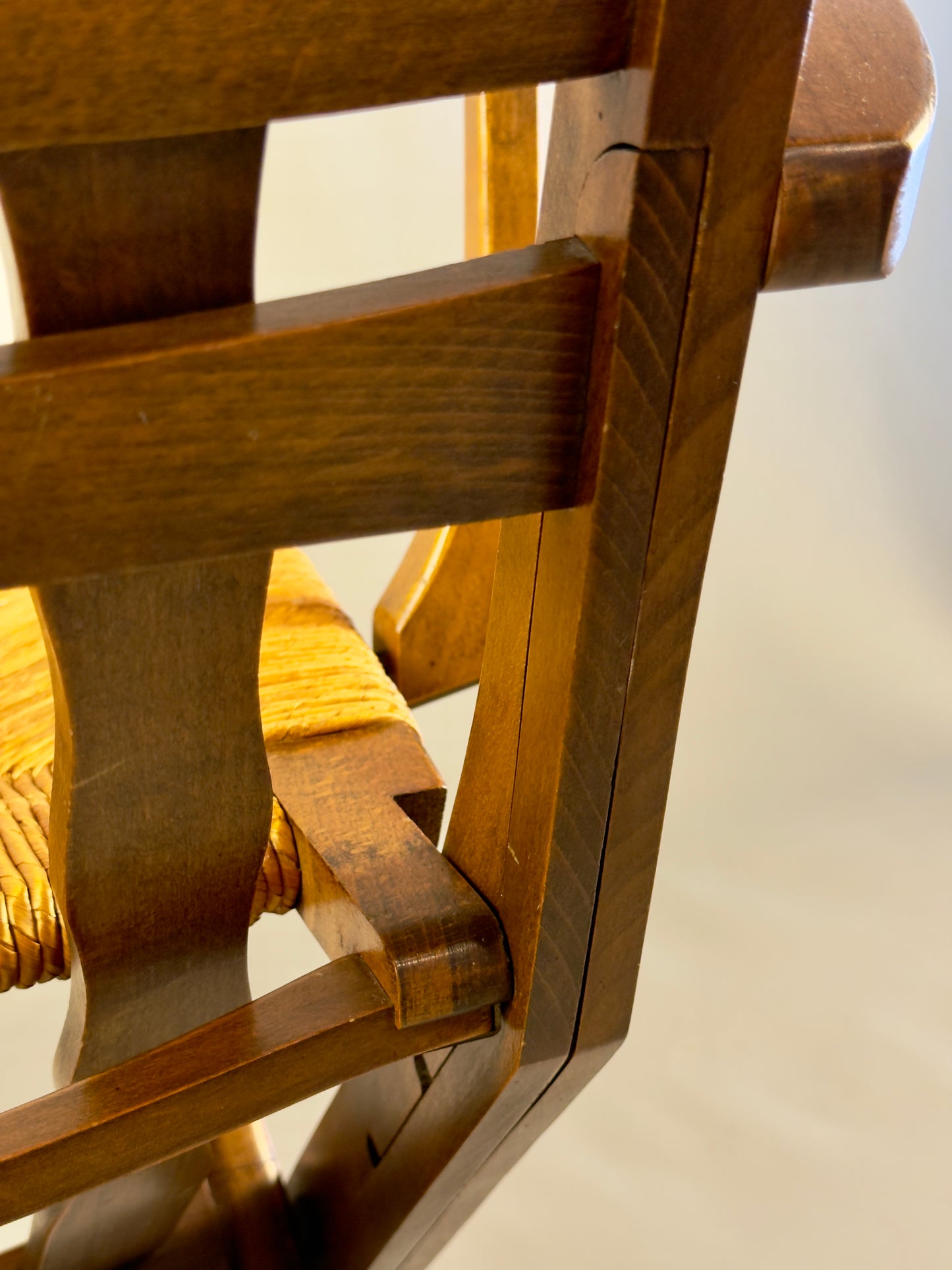 Folding armchair with woven seat – vintage French design