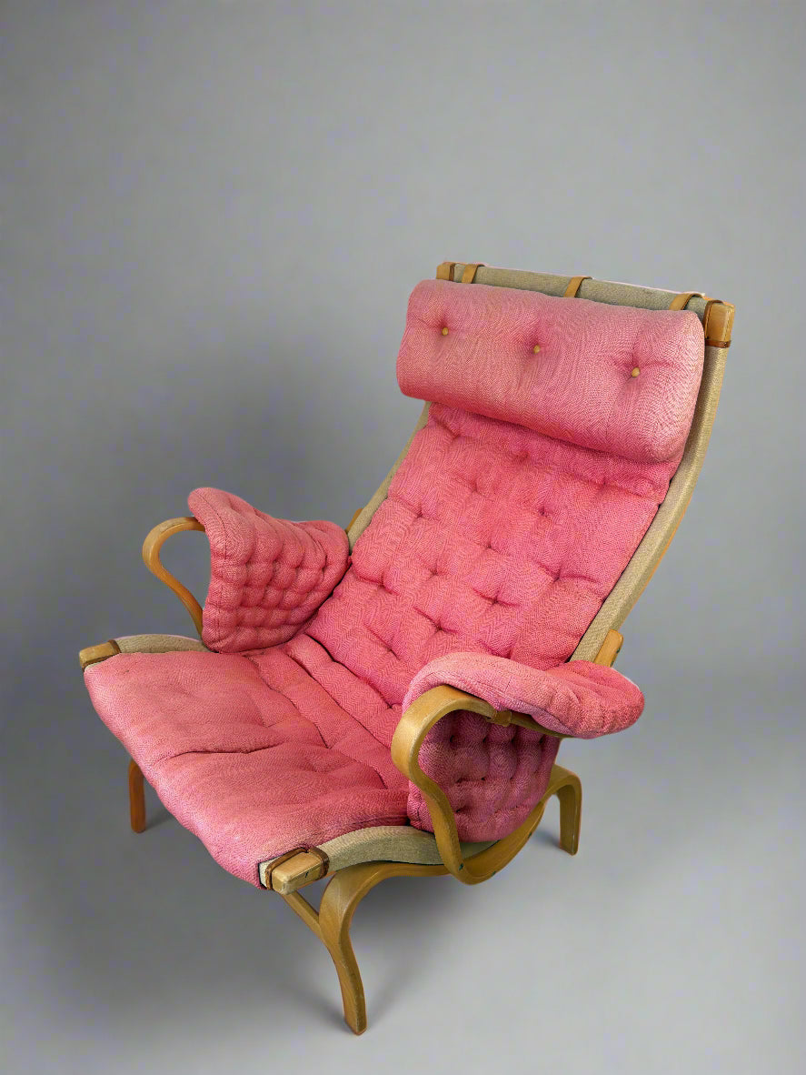Pernilla Armchair by Bruno Mathsson for DUX – Pink Upholstery, 1970s–1980s