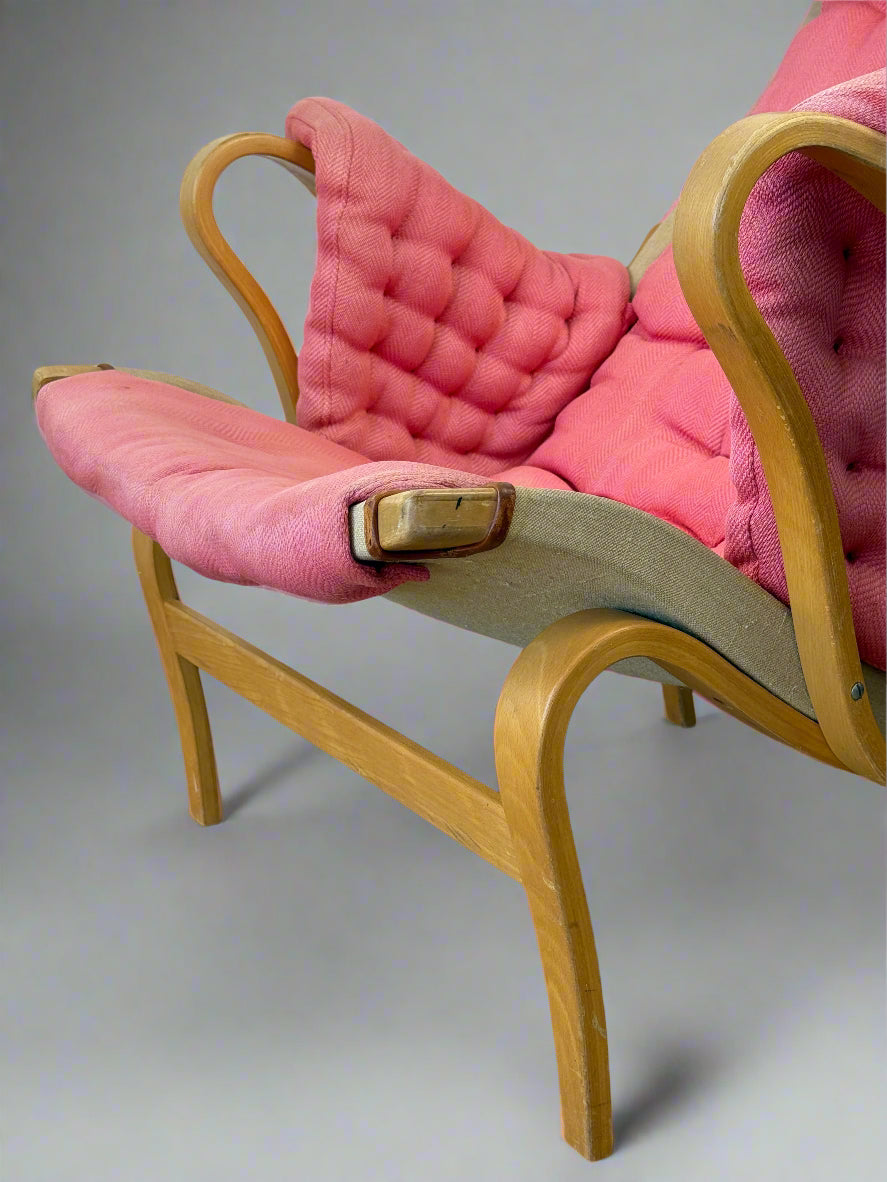Pernilla Armchair by Bruno Mathsson for DUX – Pink Upholstery, 1970s–1980s