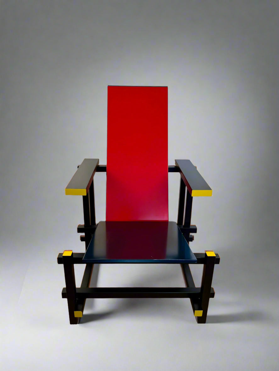 Red and Blue Chair in the Style of Gerrit Rietveld - De Stijl Movement