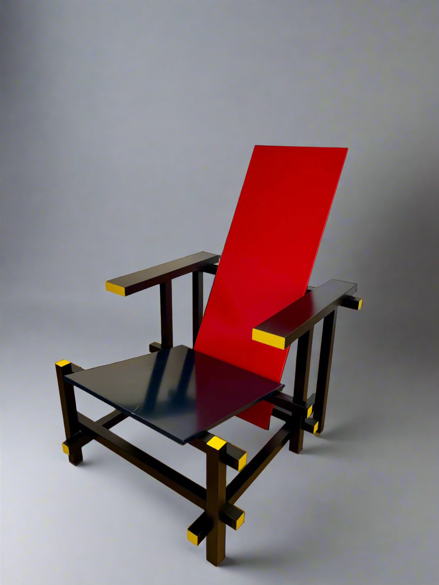 Red and Blue Chair in the Style of Gerrit Rietveld - De Stijl Movement