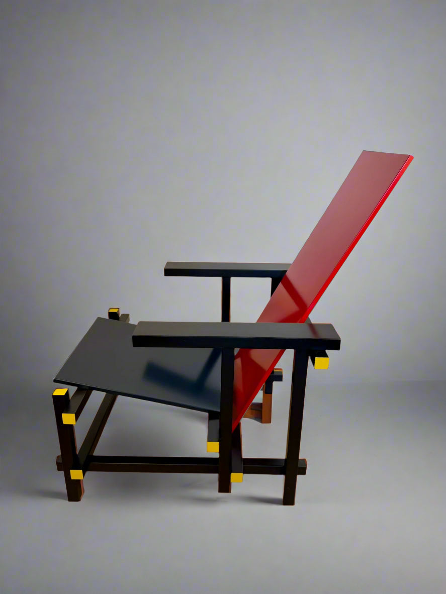 Red and Blue Chair in the Style of Gerrit Rietveld - De Stijl Movement