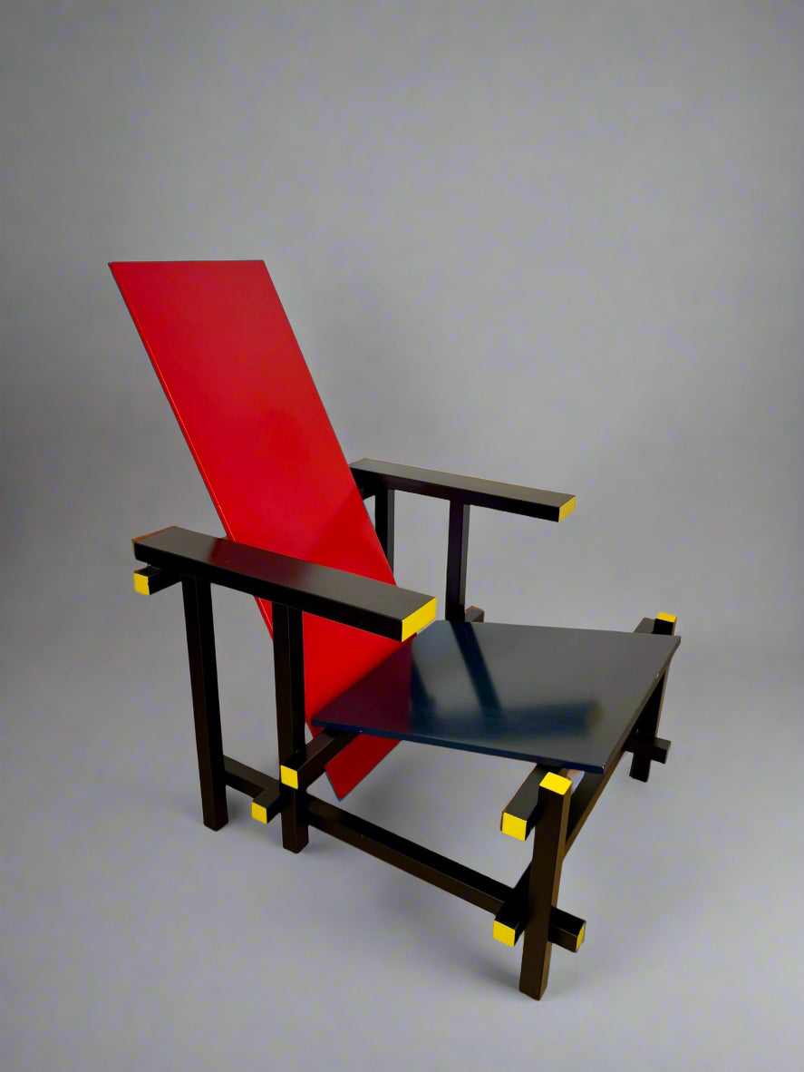 Red and Blue Chair in the Style of Gerrit Rietveld - De Stijl Movement