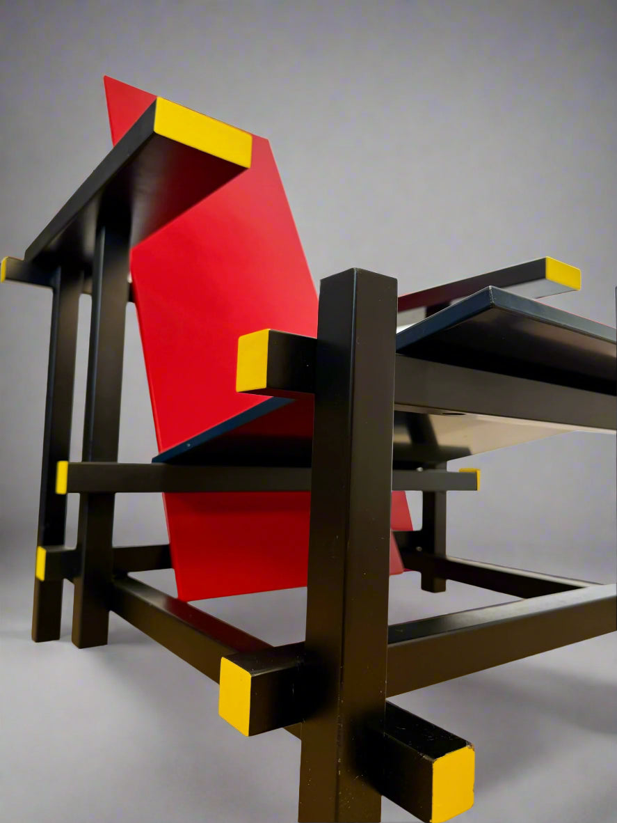 Red and Blue Chair in the Style of Gerrit Rietveld - De Stijl Movement