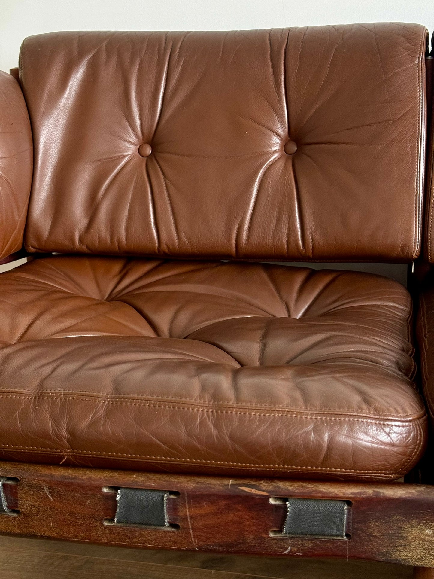 Three-Seater Sofa by Sven Ellekaer for Coja – Rosewood & Brown Leather, Scandinavian Modern