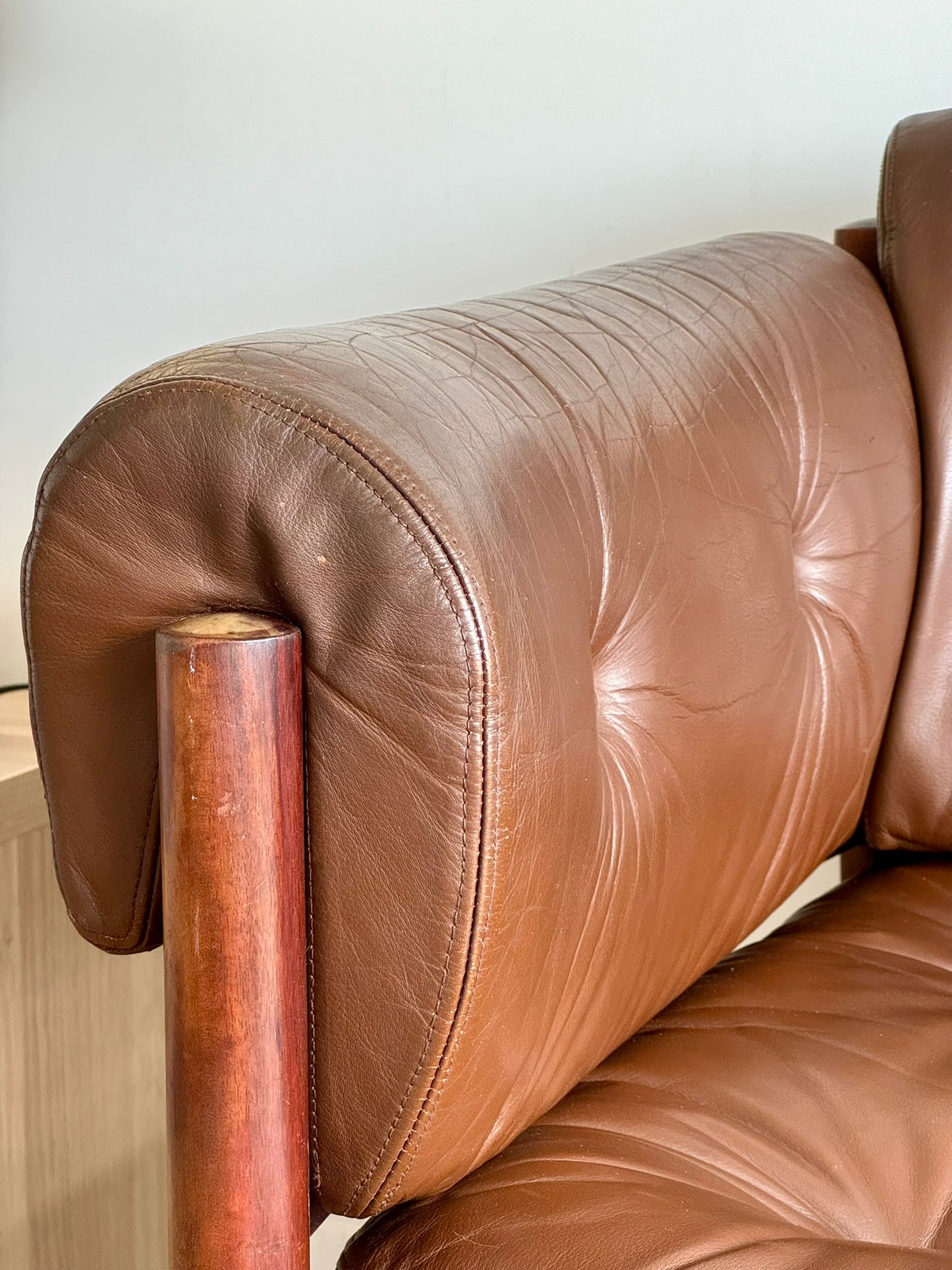 Three-Seater Sofa by Sven Ellekaer for Coja – Rosewood & Brown Leather, Scandinavian Modern