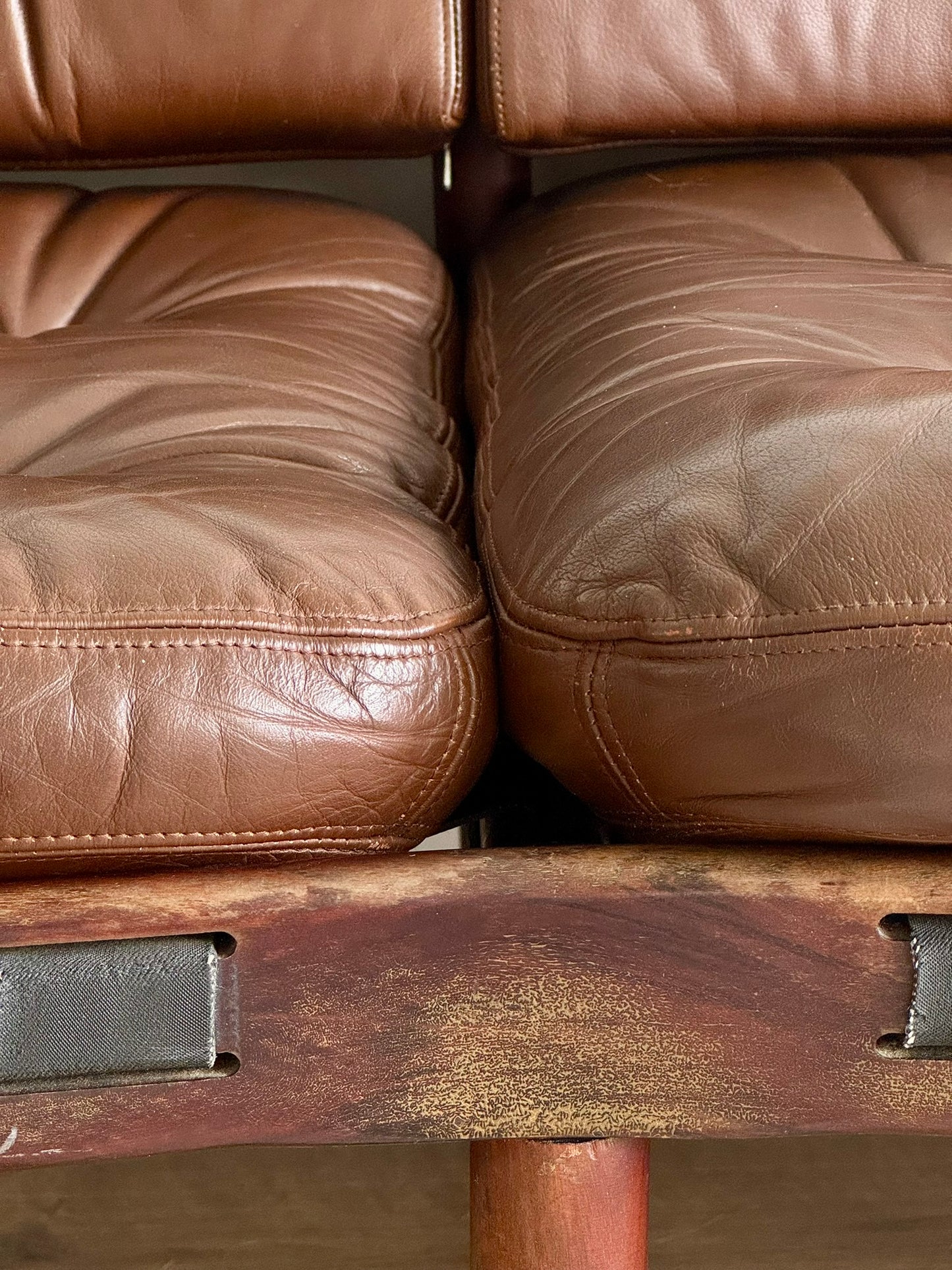 Three-Seater Sofa by Sven Ellekaer for Coja – Rosewood & Brown Leather, Scandinavian Modern
