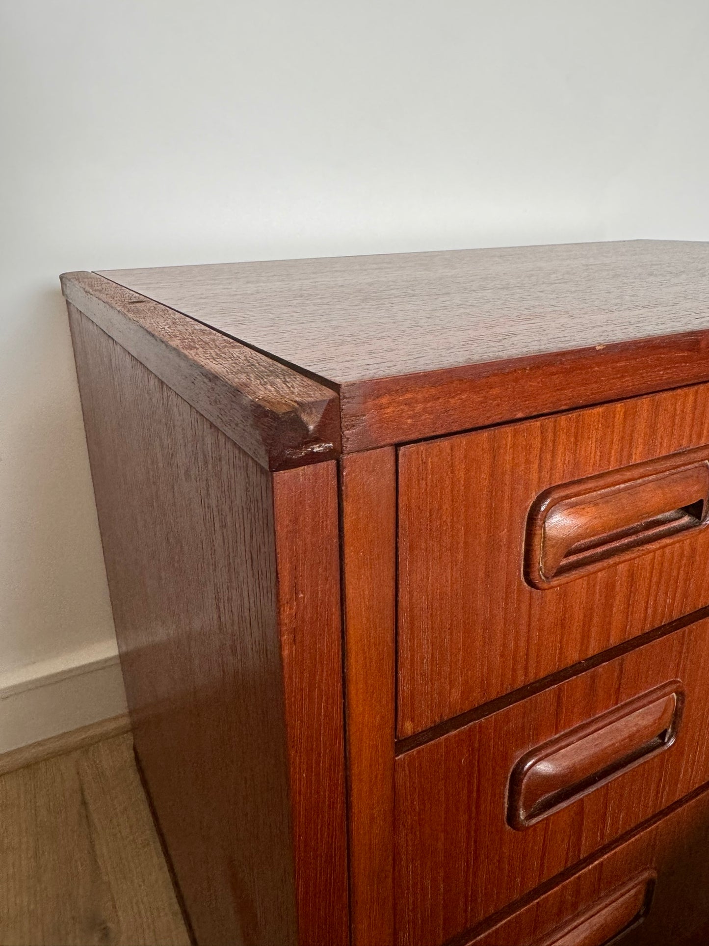 Vintage Teak Storage Cabinet – 4 Drawers, Scandinavian Style, 1960s