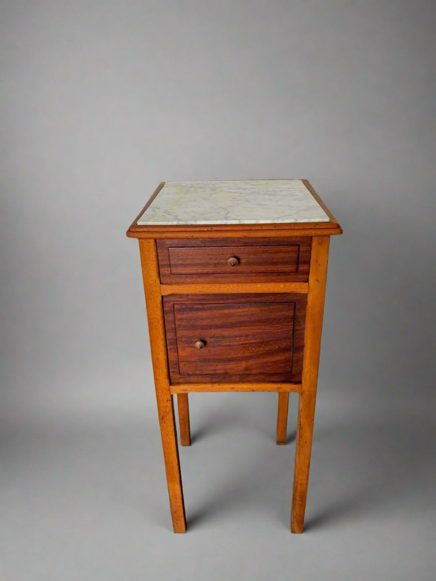 Vintage bedside table with marble top