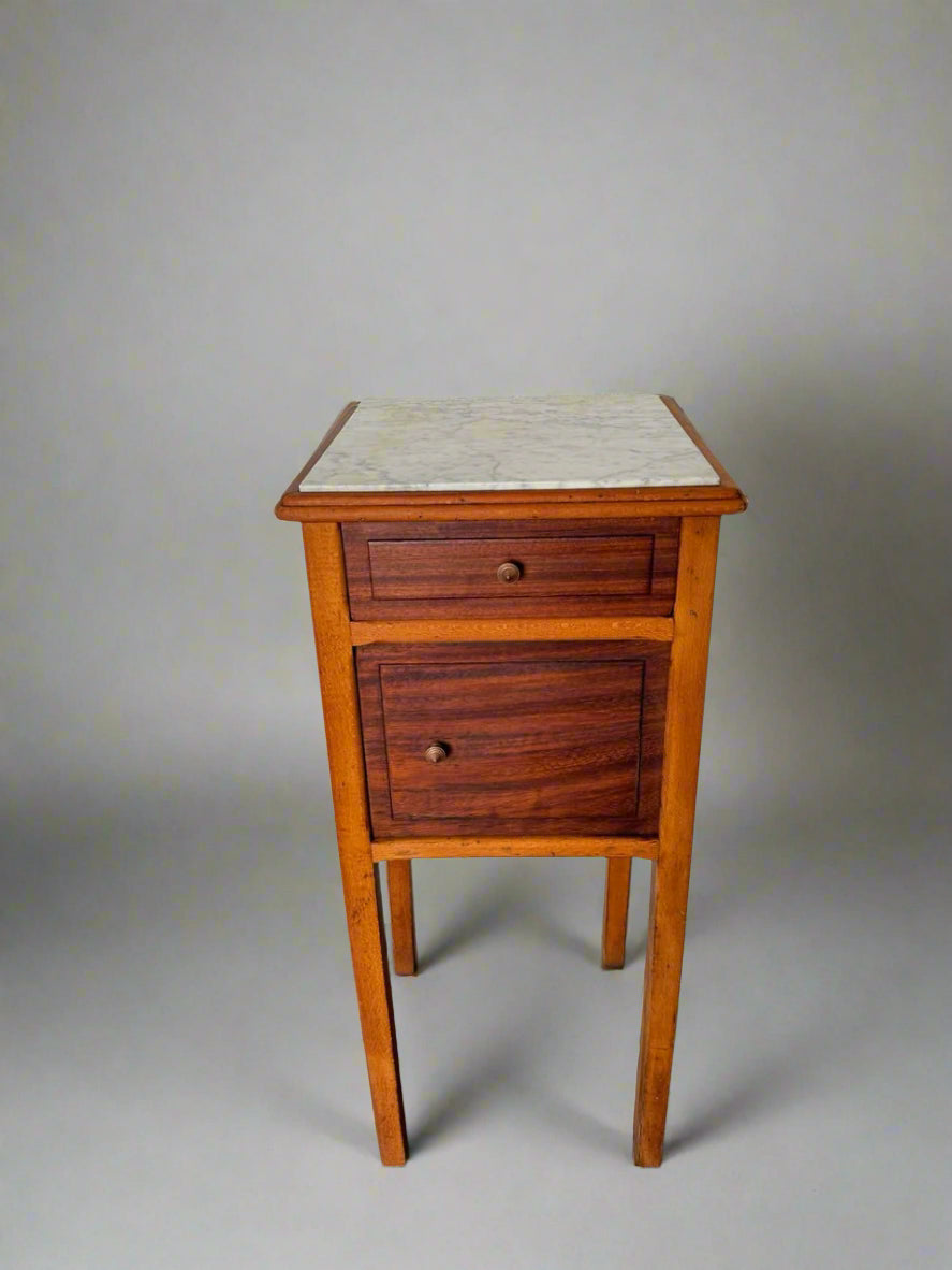 Vintage bedside table with marble top
