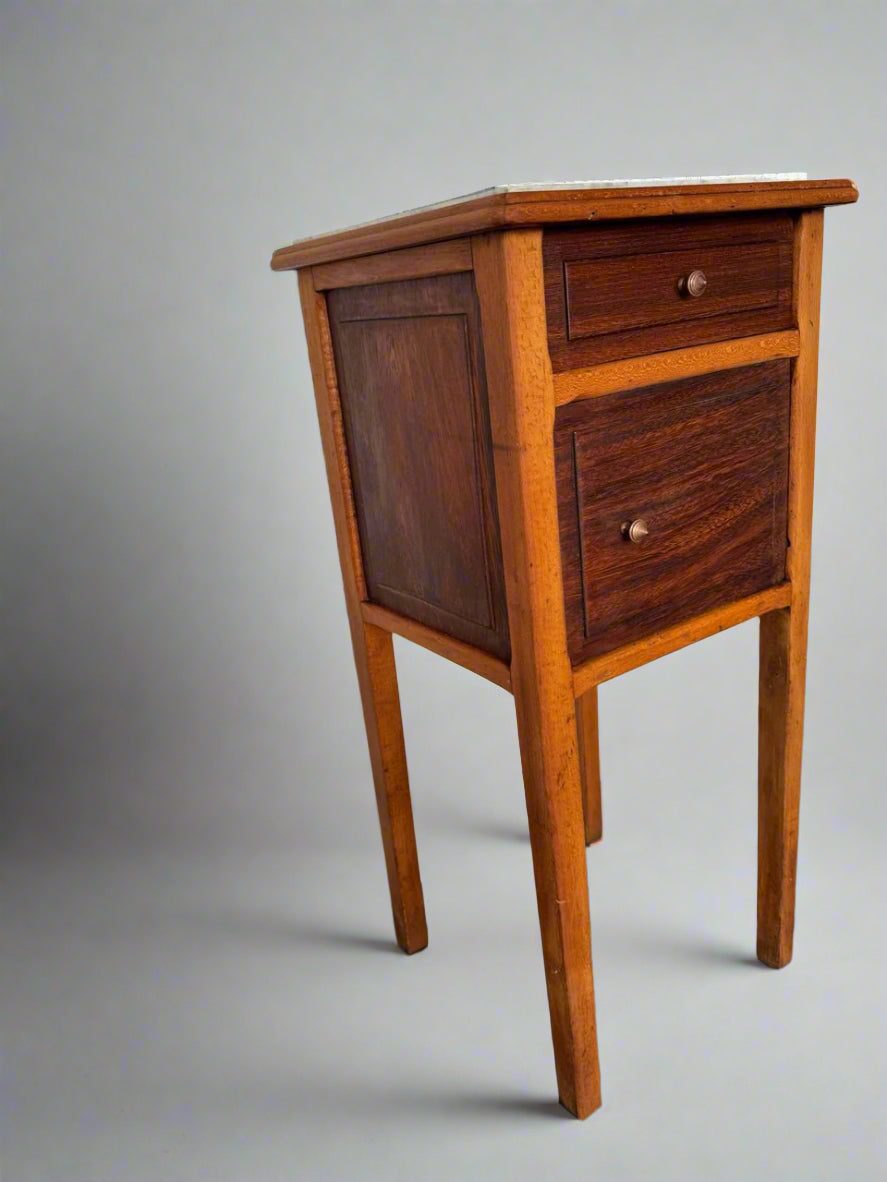 Vintage bedside table with marble top