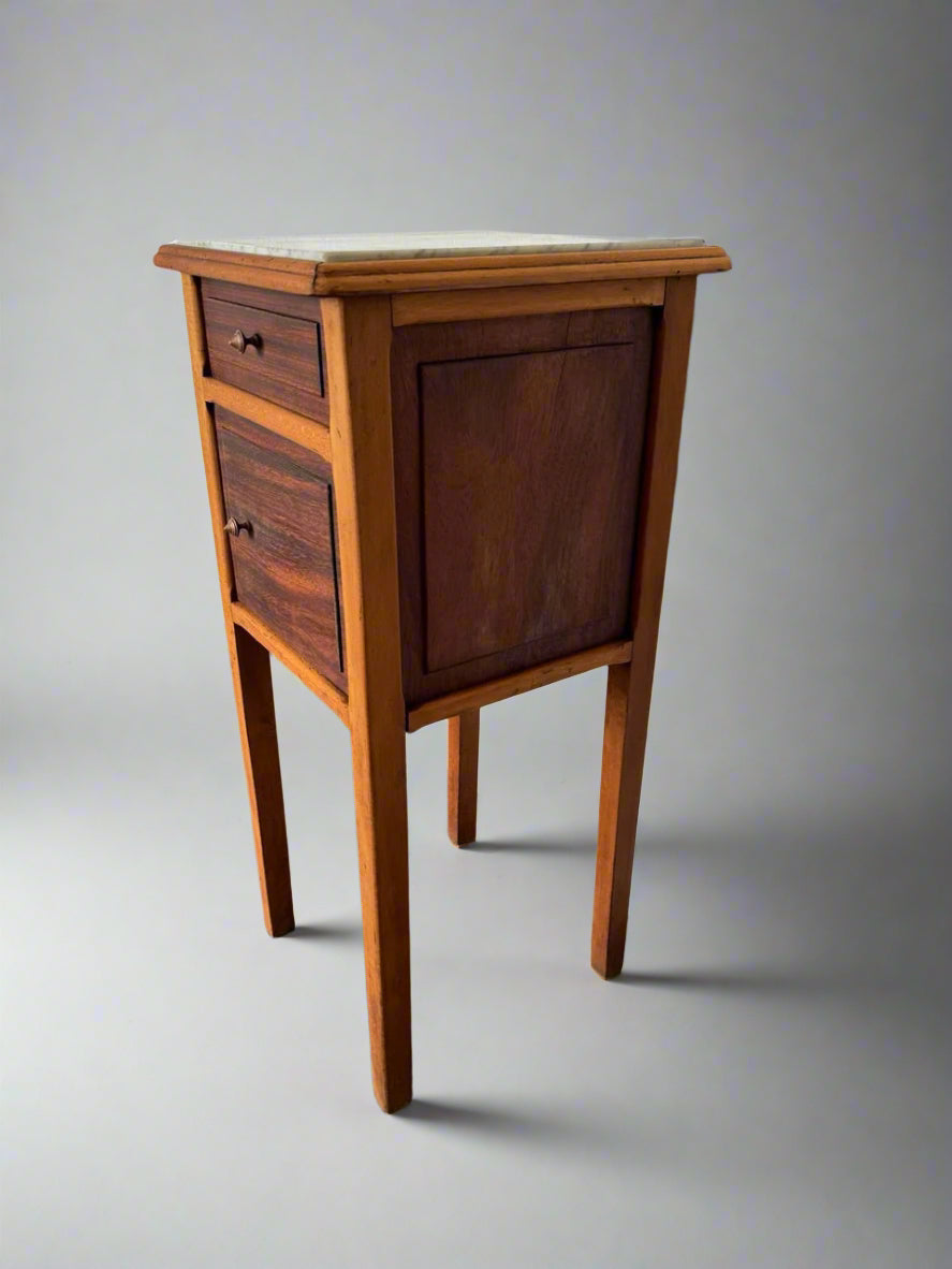 Vintage bedside table with marble top