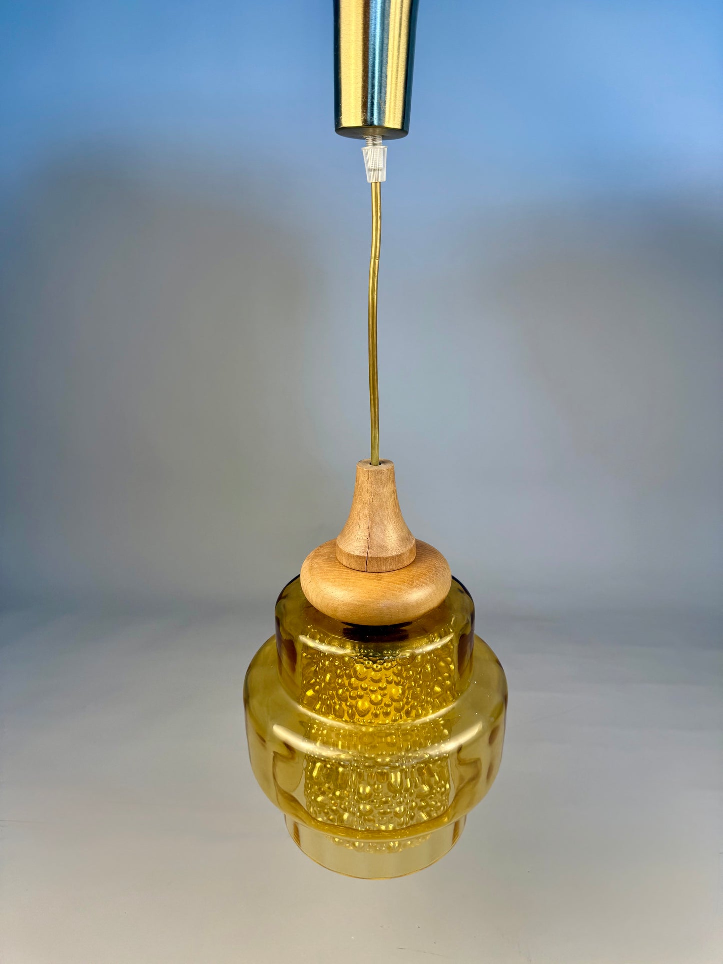 Vintage amber glass pendant lamp, 1960–70s style
