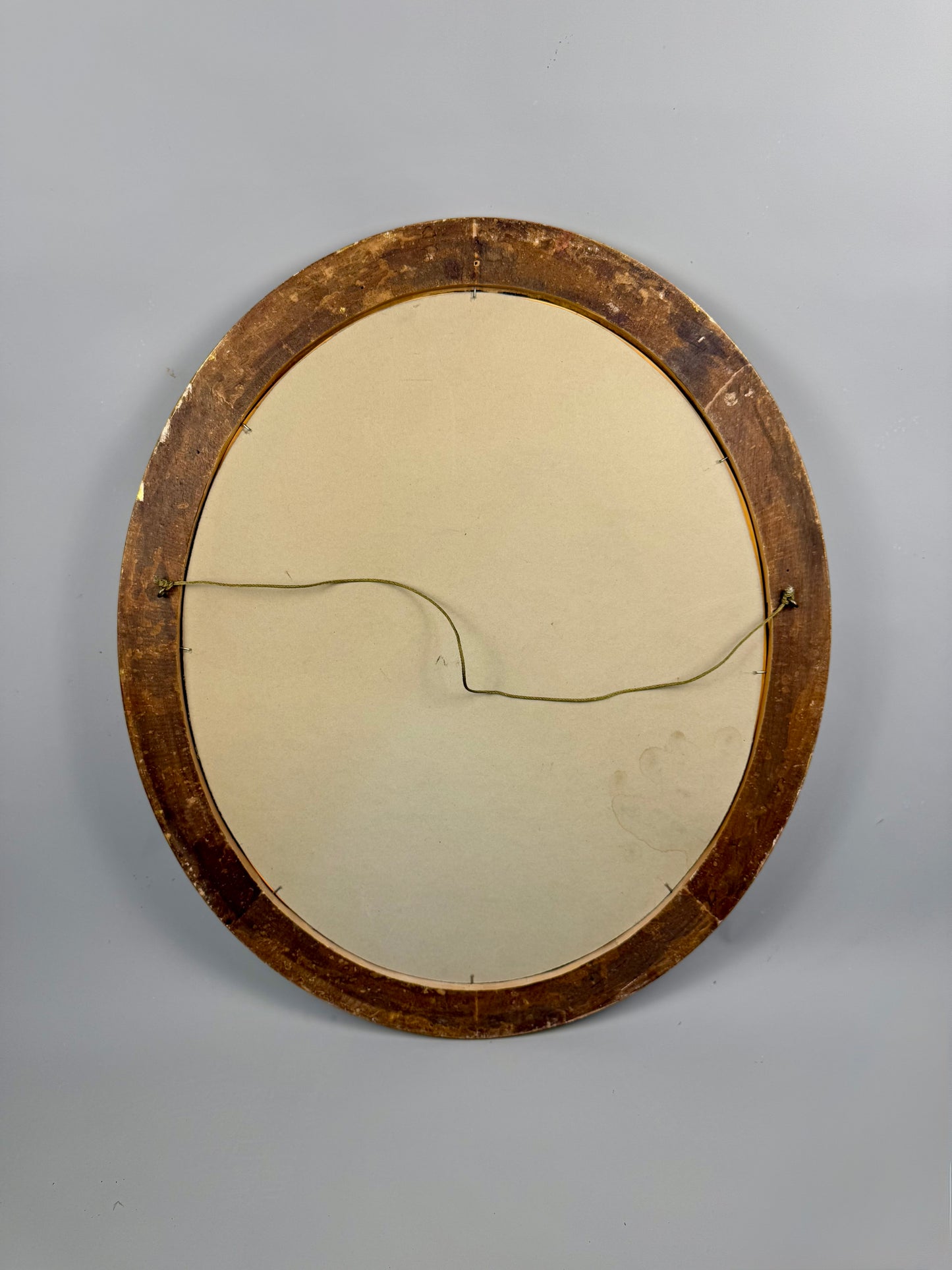 Vintage oval mirror with gold wooden frame