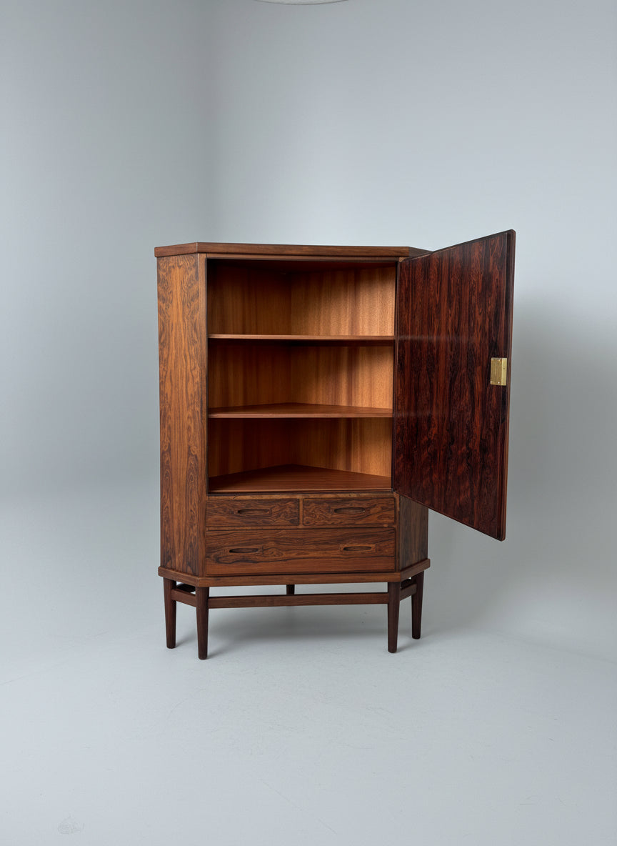 Scandinavian rosewood corner cabinet, Denmark, 1960s