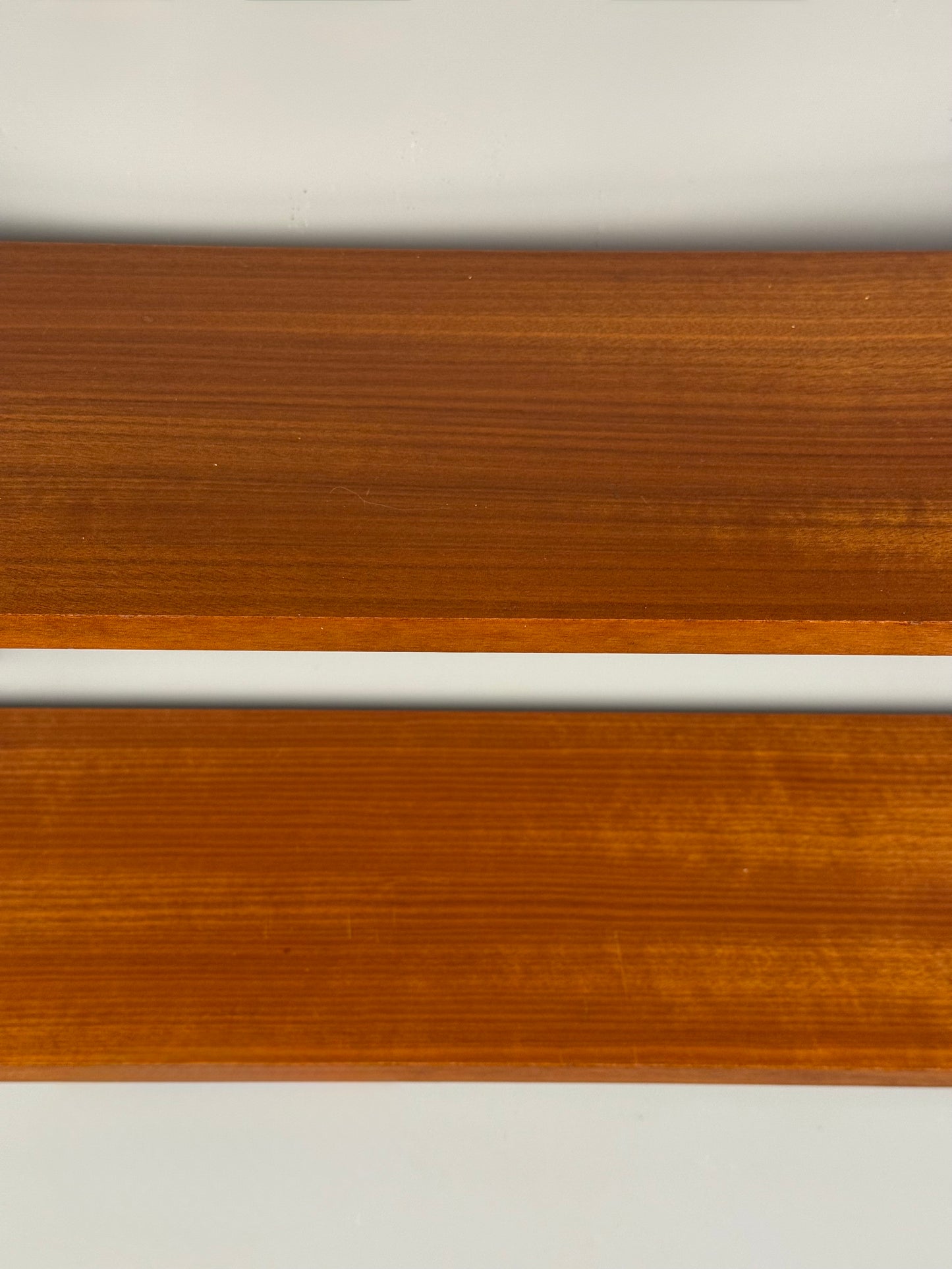 Vintage wall shelf with three teak veneer shelves