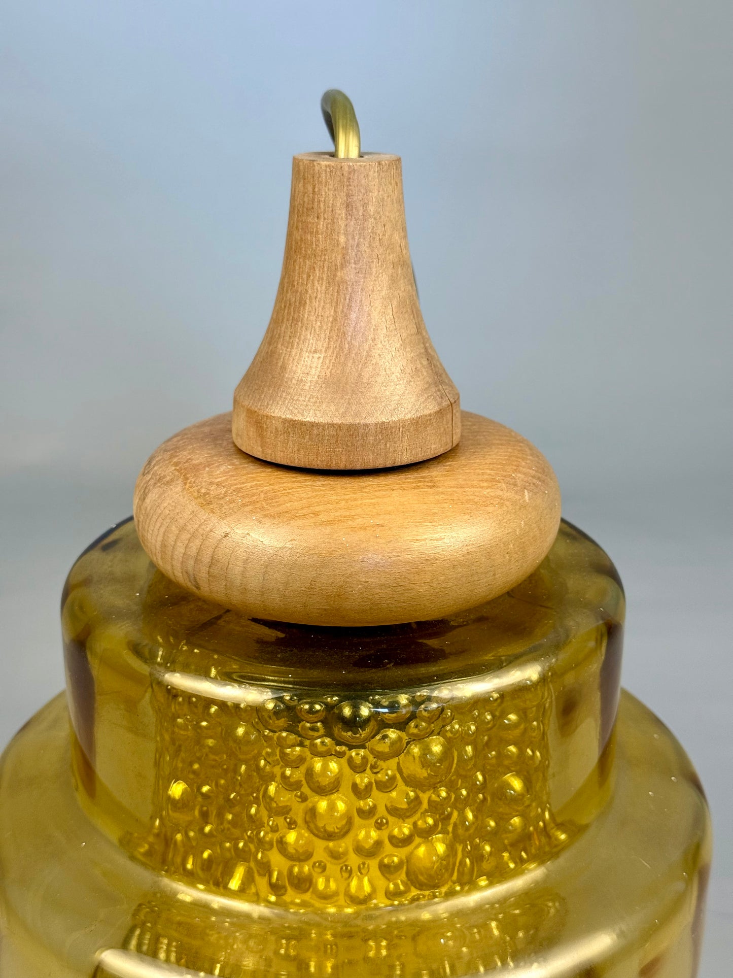 Vintage amber glass pendant lamp, 1960–70s style