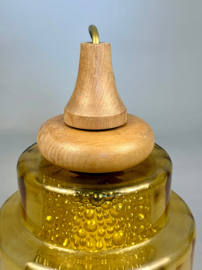 Vintage amber glass pendant lamp, 1960–70s style