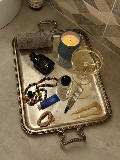 Vintage silver-plated serving tray with handles