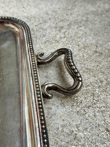 Vintage silver-plated serving tray with handles