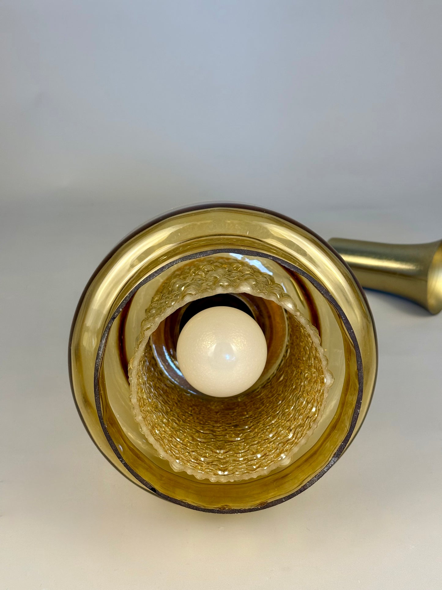Vintage amber glass pendant lamp, 1960–70s style