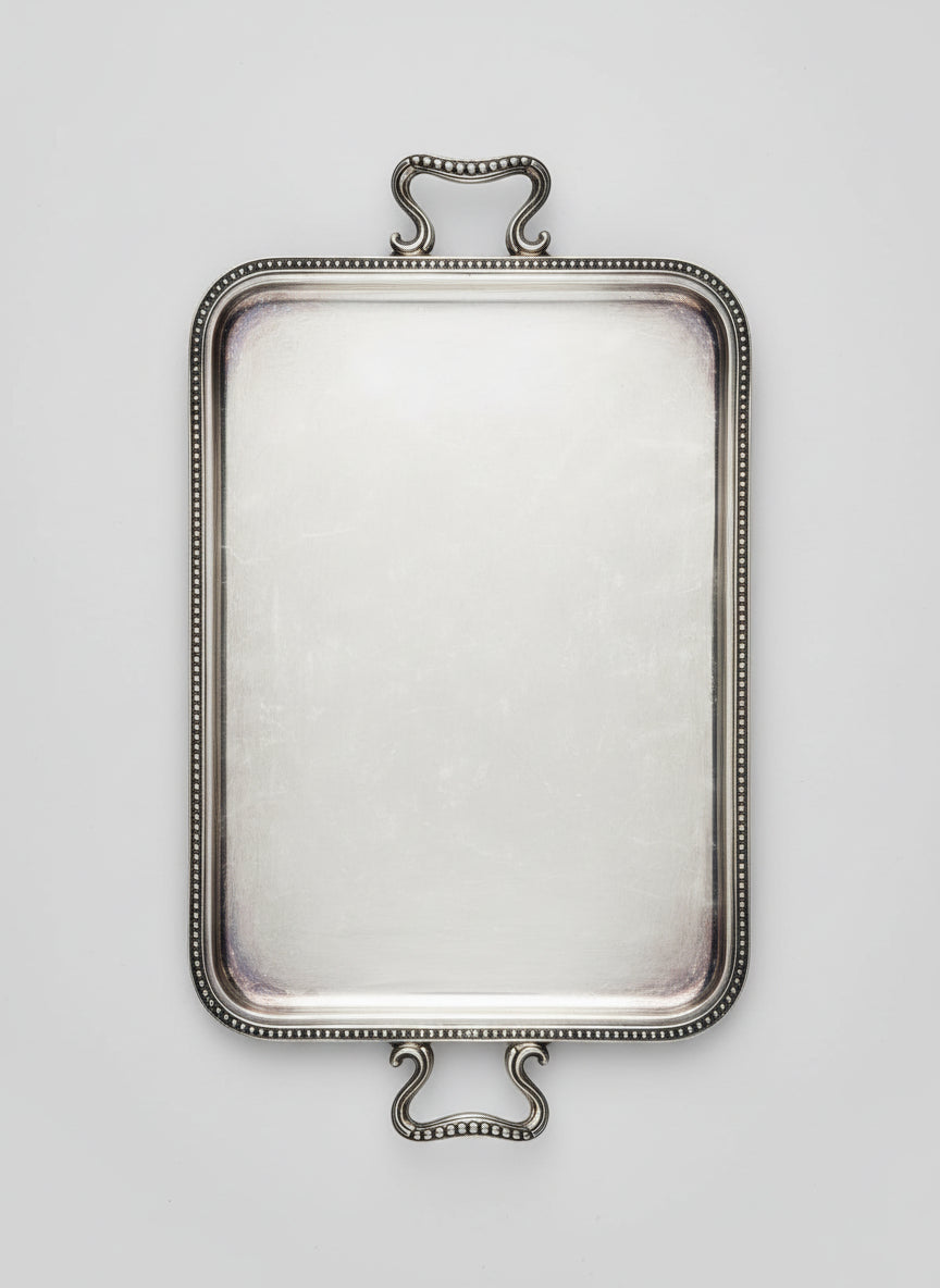 Vintage silver-plated serving tray with handles