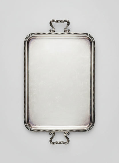 Vintage silver-plated serving tray with handles